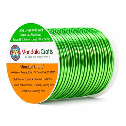22 Gauge Lime Green Anodized Aluminum Craft Wire