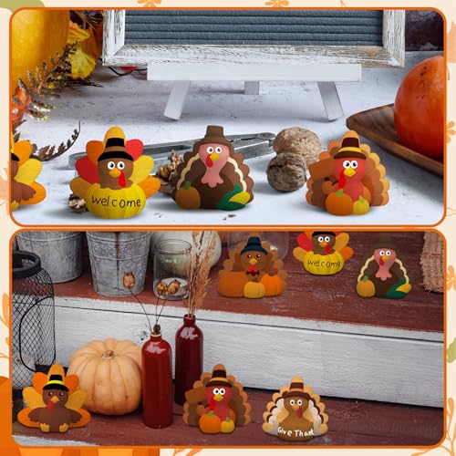 6 Sets Thanksgiving Turkey Gnome Ceramics DIY Painting Kit Brushes (6 Count)