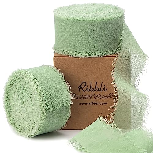 Sage Green Chiffon Ribbon 1 Inch x 20 Yard (60 Foot)