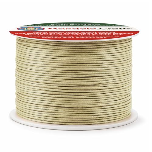 1mm Beige Cotton Waxed Cord for Jewelry Making (327 Foot)
