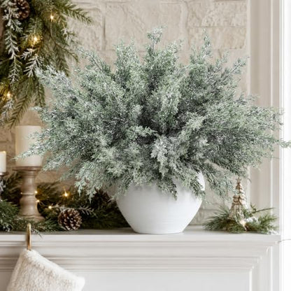 15 Packs 16.5 Inches Artificial Christmas Snow Pine Branches (15 Count)