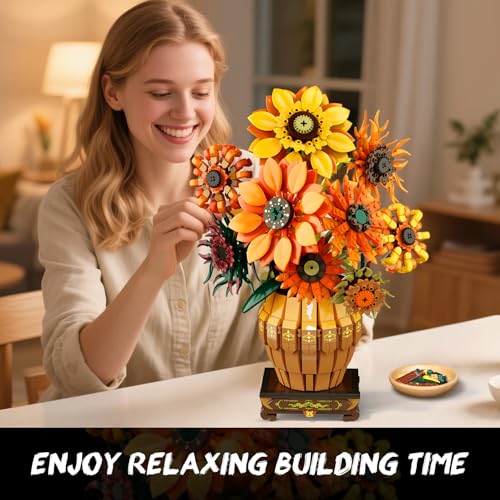 Sunflower Building Set with Light Vase Base
