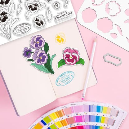 Realistic Pansy Stamps and Dies and Layering Coloring Stencil Set