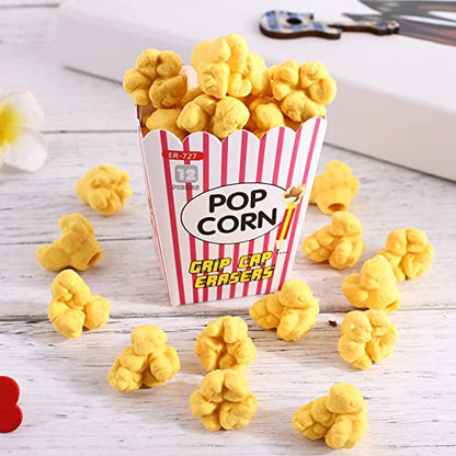 Pencil Top Erasers 36 Pack Popcorn Pencil Erasers Toppers Cap Erasers for Kids Cute Fun Novelty Food Erasers for Student School Supplies Prize Gifts Party Favors (36 个)