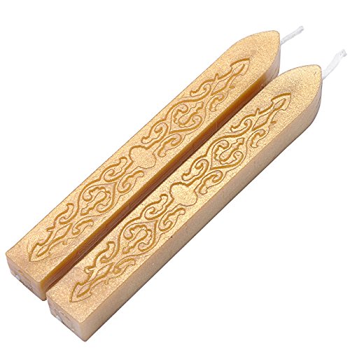 5Pcs Gold Sealing Wax Sticks with Wicks for Wax Seal Stamp (5 Count)