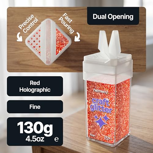 Craft Glitter Shaker Red Holographic 130g Fine (3.8 Ounce)