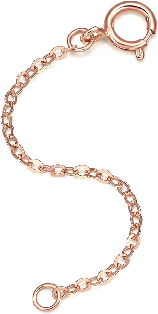 ZHOU LIU FU 18K/750 Real Rose Gold Extender for Necklace Bracelet Anklet Extenders for Jewelry Gold Extension for Women Men Durable Adjustable Chain Accessories 1.77Inch/4.5cm KI216430
