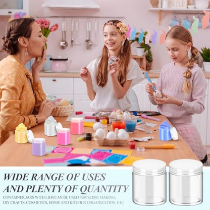 12 Pack 1 oz Plastic Container Jars with Lids Round Clear Travel Cosmetic Container Jars for Toiletries (12 Count)