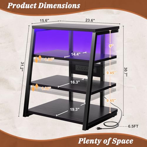 4 Tier AV Media Stand with Power Strips