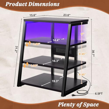 4 Tier AV Media Stand with Power Strips