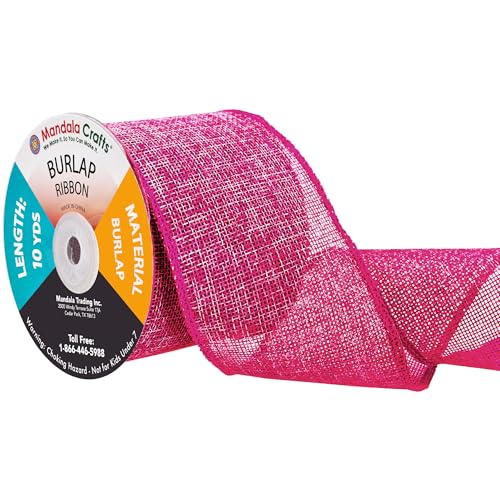 3 Inch Wide Hot Pink Burlap Ribbon for Crafts (120 Foot)