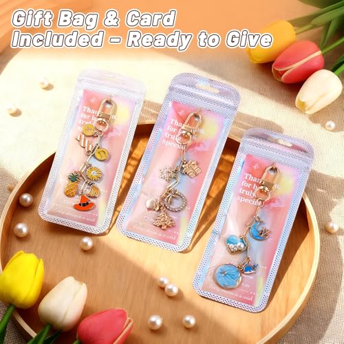 50Set Paperclip Keychain Making Kit with Gift Bags & Thank You Cards (50 Count)