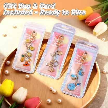 50Set Paperclip Keychain Making Kit with Gift Bags & Thank You Cards (50 Count)