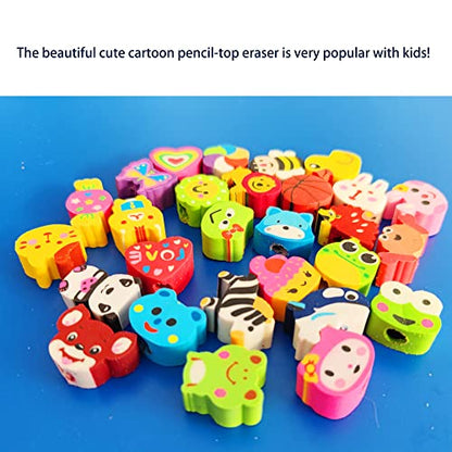 35PCS Fun Animal Fruit Pencil Topper Erasers for Kids Bulk (35 Count)