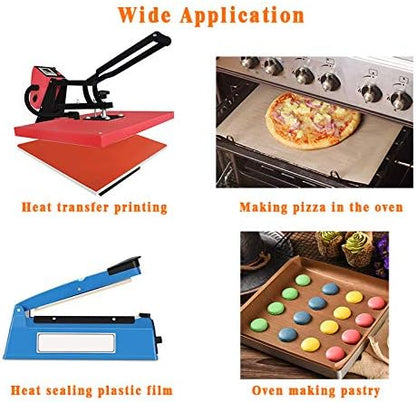 3 Pack PTFE Teflon Sheet 16 x 20" and 3 Rolls 10mm X 33m Heat Resistant Sublimation Tape for Heat Press Transfer Non Stick Paper Reusable Heat Resistant Craft Mat,Protects Iron,for Heat Press Machines