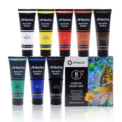 8 Colors Acrylic Paint 120ml (32.4 Fl Oz)