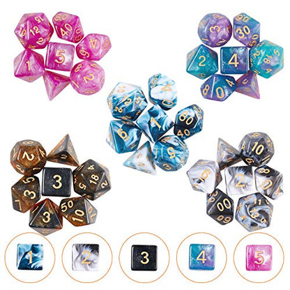 20 Set DND Polyhedral Dice with Storage Pouch (20 Count)