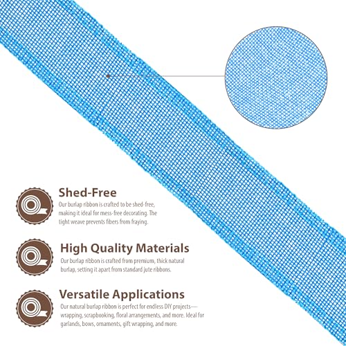 1 1 2 Inch Wide Sky Blue Burlap Ribbon for Crafts (120 Feet)
