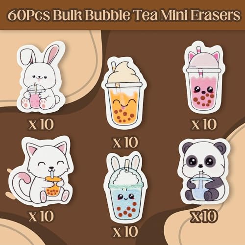 Bubble Tea Mini Erasers Bulk (60 Count)