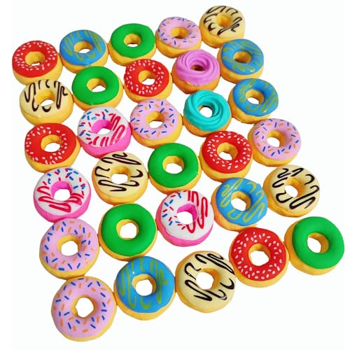 30PCS Cute Fun Donut Erasers for Kids Bulk (30 Count)