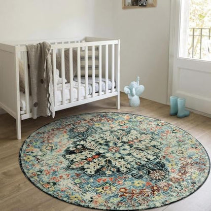 Bohemian Floral Medallion Round Rug