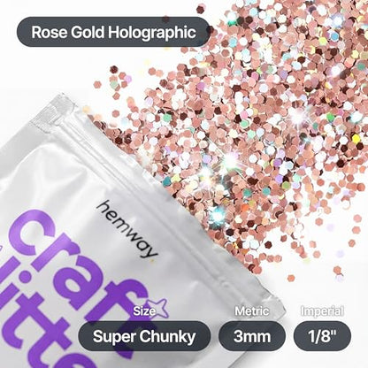 Craft Glitter Rose Gold Holographic 100g Super Chunky Glitter (3.5 Ounce)