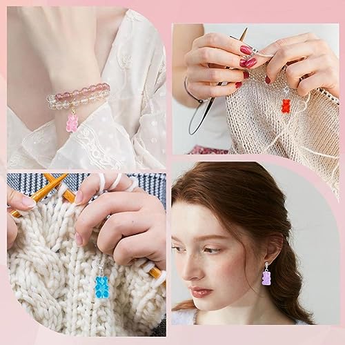 1 Box 30Pcs Stitch Markers Knitting Bear Stitch Marker Charms Knitting Markers Charm Cute Leverback Locking Stitch Marker for Knitting Weaving Sewing Needleworks Women DIY Crafts Gift