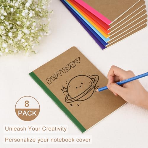 8 Pack Colorful Lined Notebooks Bulk (8 Count)