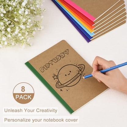 8 Pack Colorful Lined Notebooks Bulk (8 Count)