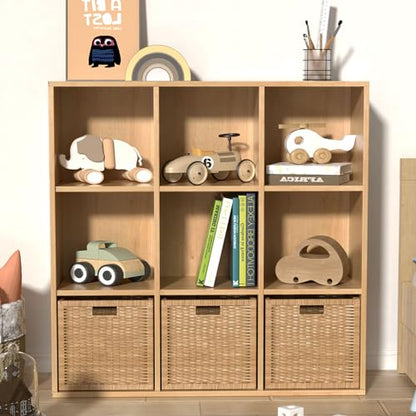 Wooden 9 Cube Storage Organizer with Closed Back Panel (9 Count)