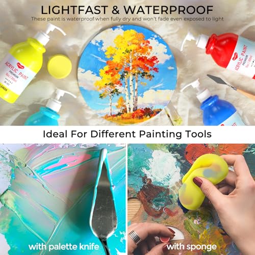 15 Colors Large Bulk Acrylic Paint Set 10 oz (150 Fl Oz)