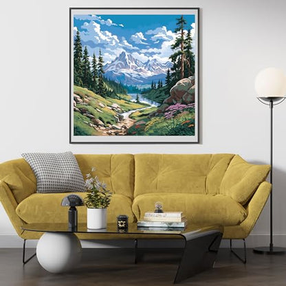 14CT Counted Cross Stitch Kits for Adults Mountain Flowers Stamped Cross Stitch Kits for Adults Clearance