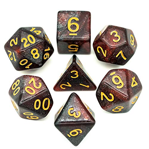 7 Die DND Dice Set Polyhedral Dice Set with a Leather Dice Bag (7 Count)