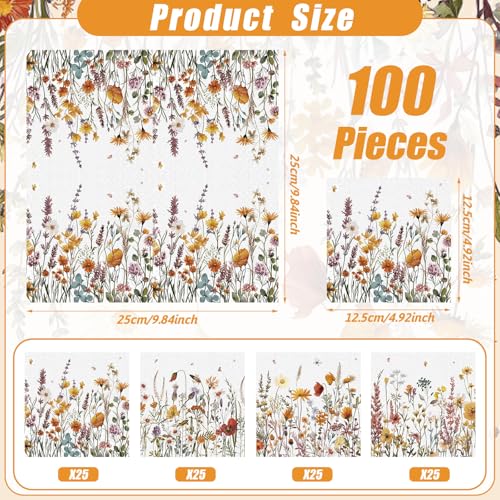 100 Pieces Fall Wildflower Cocktail Napkins 2 (100 Count)
