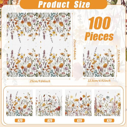100 Pieces Fall Wildflower Cocktail Napkins 2 (100 Count)