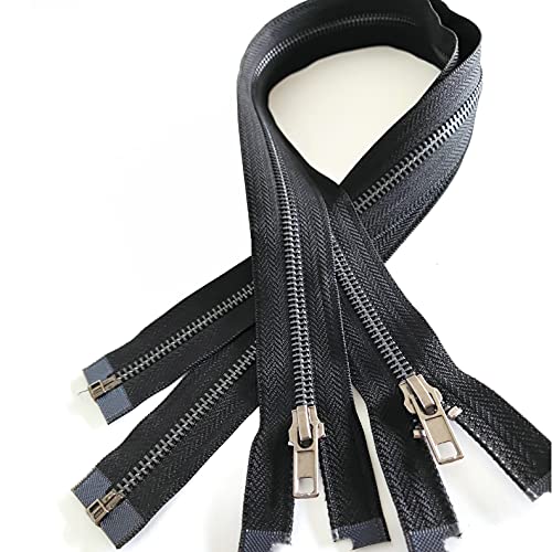 Zipper 5# 26 Inch Metal Zippers Black Nickel 66cm Separating Zipper for Sewing Jackets Bag Crafts Handmade Replacement Zipper for Repair Coat Bulk 2pcs (2 Count)