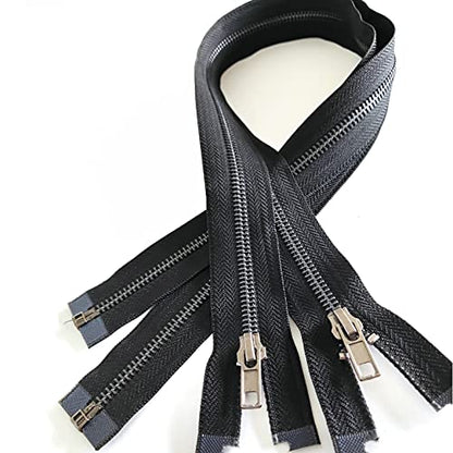 Zipper 5# 26 Inch Metal Zippers Black Nickel 66cm Separating Zipper for Sewing Jackets Bag Crafts Handmade Replacement Zipper for Repair Coat Bulk 2pcs (2 Count)