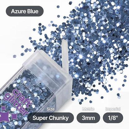 Craft Glitter Shaker Azure Blue 110g Super Chunky (3.9 Ounce)