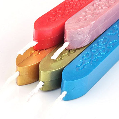 5Pcs Mix Colors Sealing Wax Sticks with Wicks for Wax Seal Stamp (5 Count)