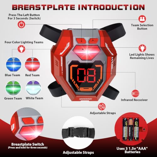 Laser Tag Guns Set of 4 Laser Tag Guns with Digital LED Score Display Vests (4 Count)