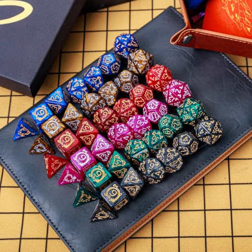 DND Dice Set 42 Pcs Polyhedral Dungeons and Dragons Rolling Dice for D&D RPG MTG Table Games Dice Bulk with Colorful Drawstring Bags and Dice Tray (49 Count)