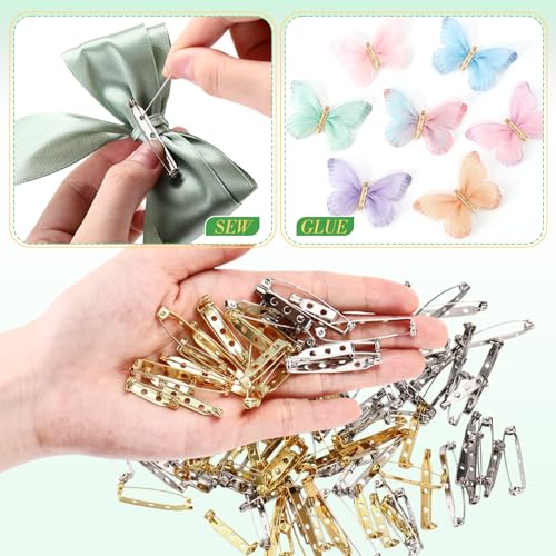 150 Pcs Brooch Pin Backs Bar Pins Backs for Crafts Safety Clasp with Plastic Box (150 Count)