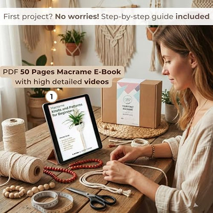 Macrame Kits for Adults Beginners with 126 Macrame Supplies and 7 Projects E