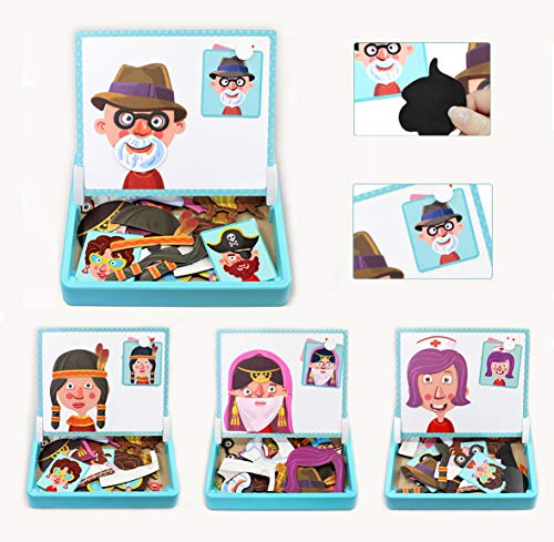 Magnetic Puzzles Face Dress Up Travel Game Double Side Preschool Educational Learning Toy for Kids (78 Count)