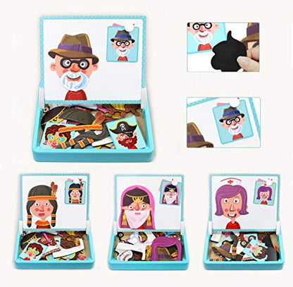 Magnetic Puzzles Face Dress Up Travel Game Double Side Preschool Educational Learning Toy for Kids (78 Count)