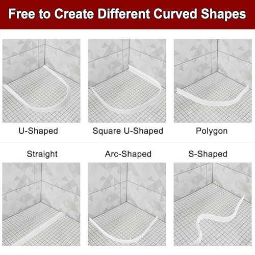 197 Inch Flexible Quarter Round Molding Silicone Peel and Stick Trim Self Adhesive Shower Water Barrier for Corner Decor Bathroom Kitchen