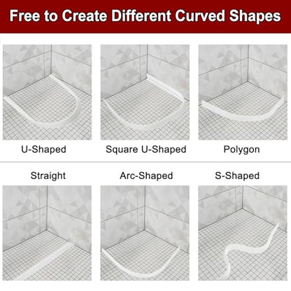 157 Inch Flexible Quarter Round Molding Silicone Peel and Stick Trim Self Adhesive Shower Water Barrier for Corner Decor Bathroom Kitchen