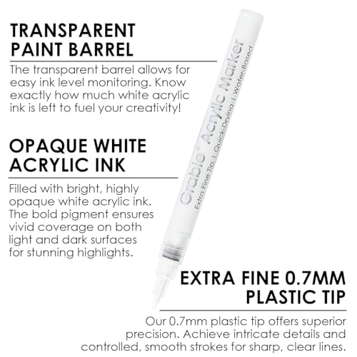 6 White Acrylic Paint Markers