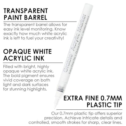 6 White Acrylic Paint Markers