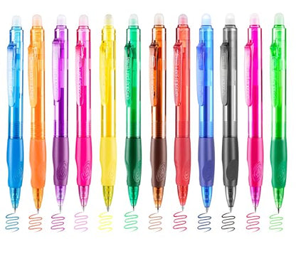 Erasable Pens Click Fine Point 0.7 mm Retractable Erasable Gel Pens for Completing Sudoku and Crossword Puzzles 12 Pack (111 Count)